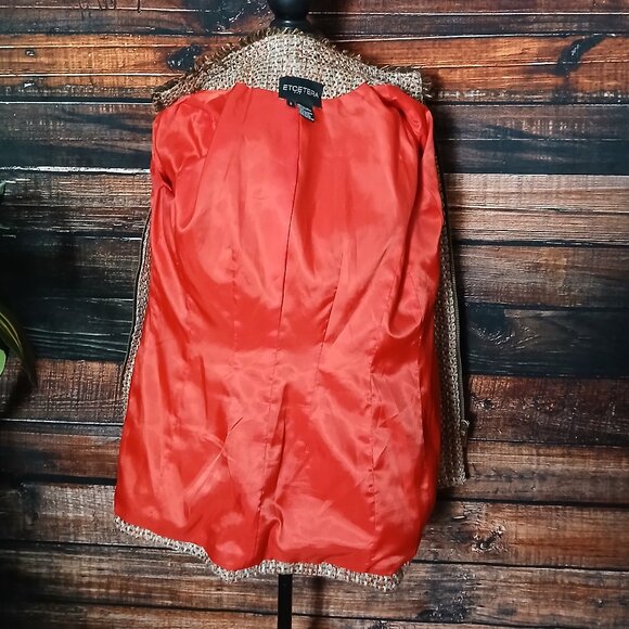 Etcetera Coat Jacket Size 8 Unique Woven Tweed Fringe Full Zip Pockets Lined - Picture 9 of 11